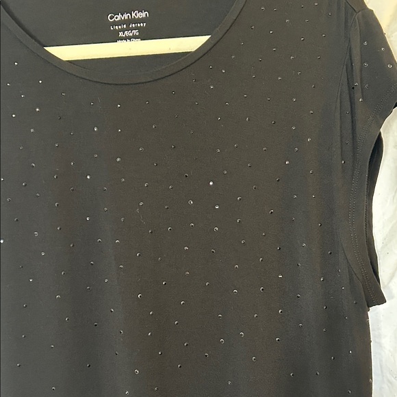 Calvin Klein Women's Black Short Sleeve Sparkle Tee -Size XL - Picture 2 of 7